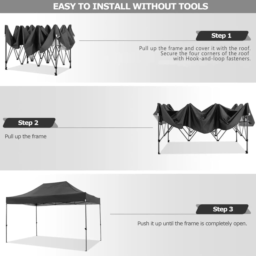 10x15 Pop up Canopy Tent Heavy Duty Gazebo with 4 Sidewalls