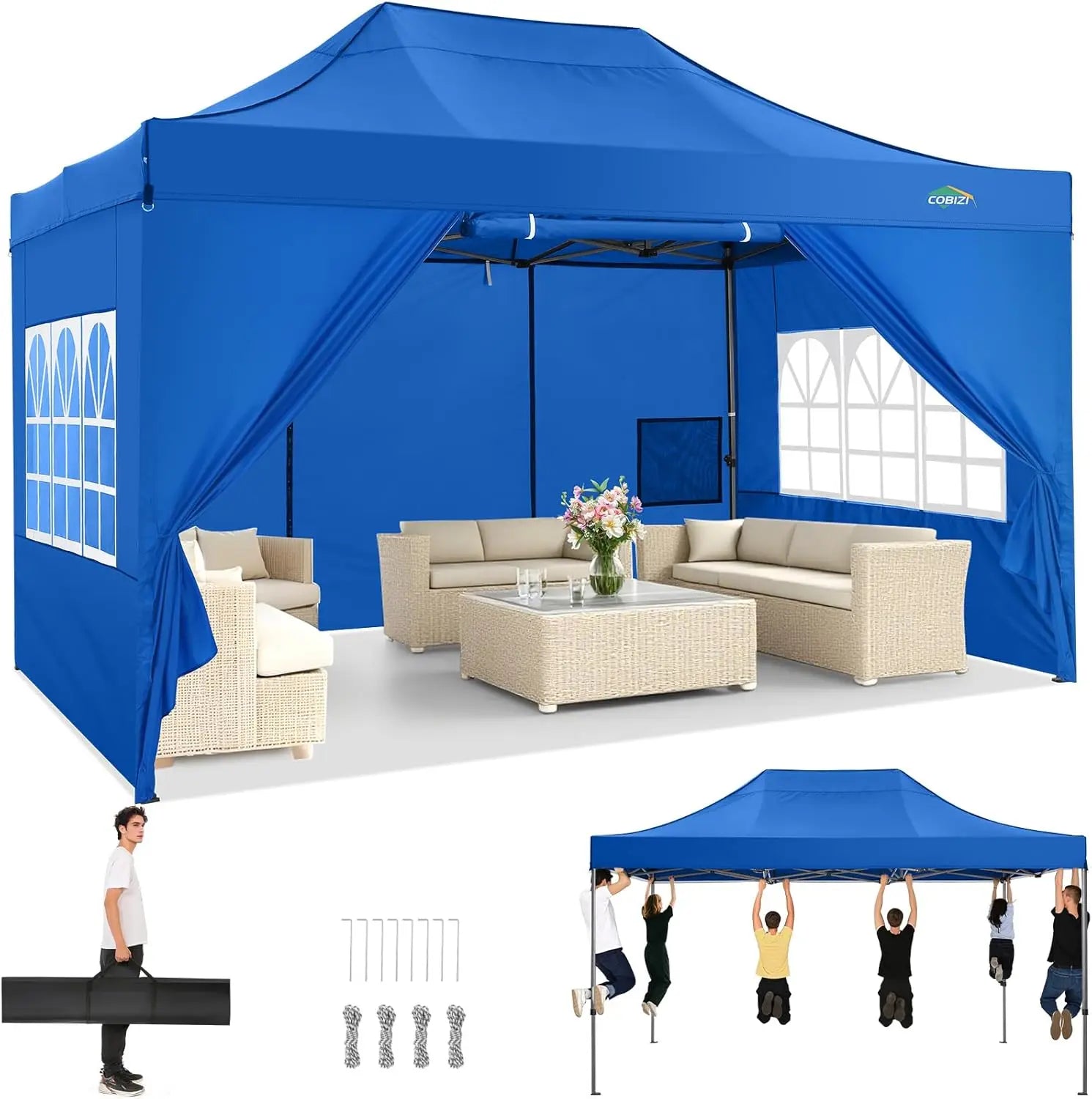 10x15 Pop up Canopy Tent Heavy Duty Gazebo with 4 Sidewalls
