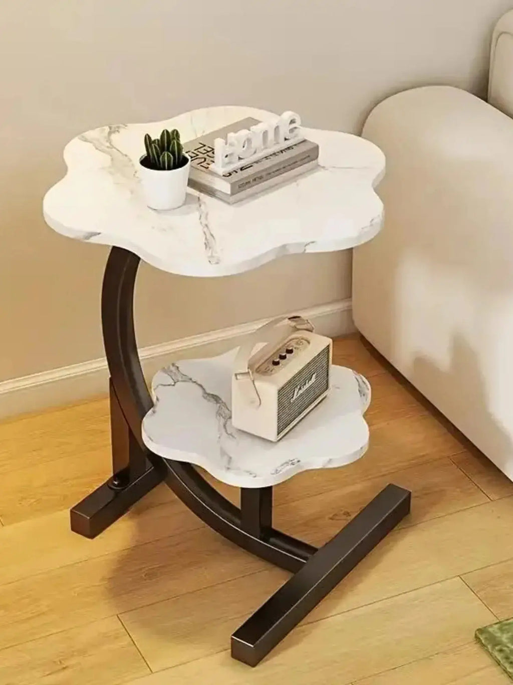 Elegant 2 Layers Flower Shape table Marble Texture
