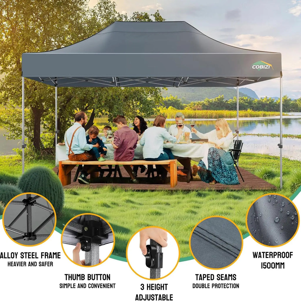 10x15 Pop up Canopy Tent Heavy Duty Gazebo with 4 Sidewalls