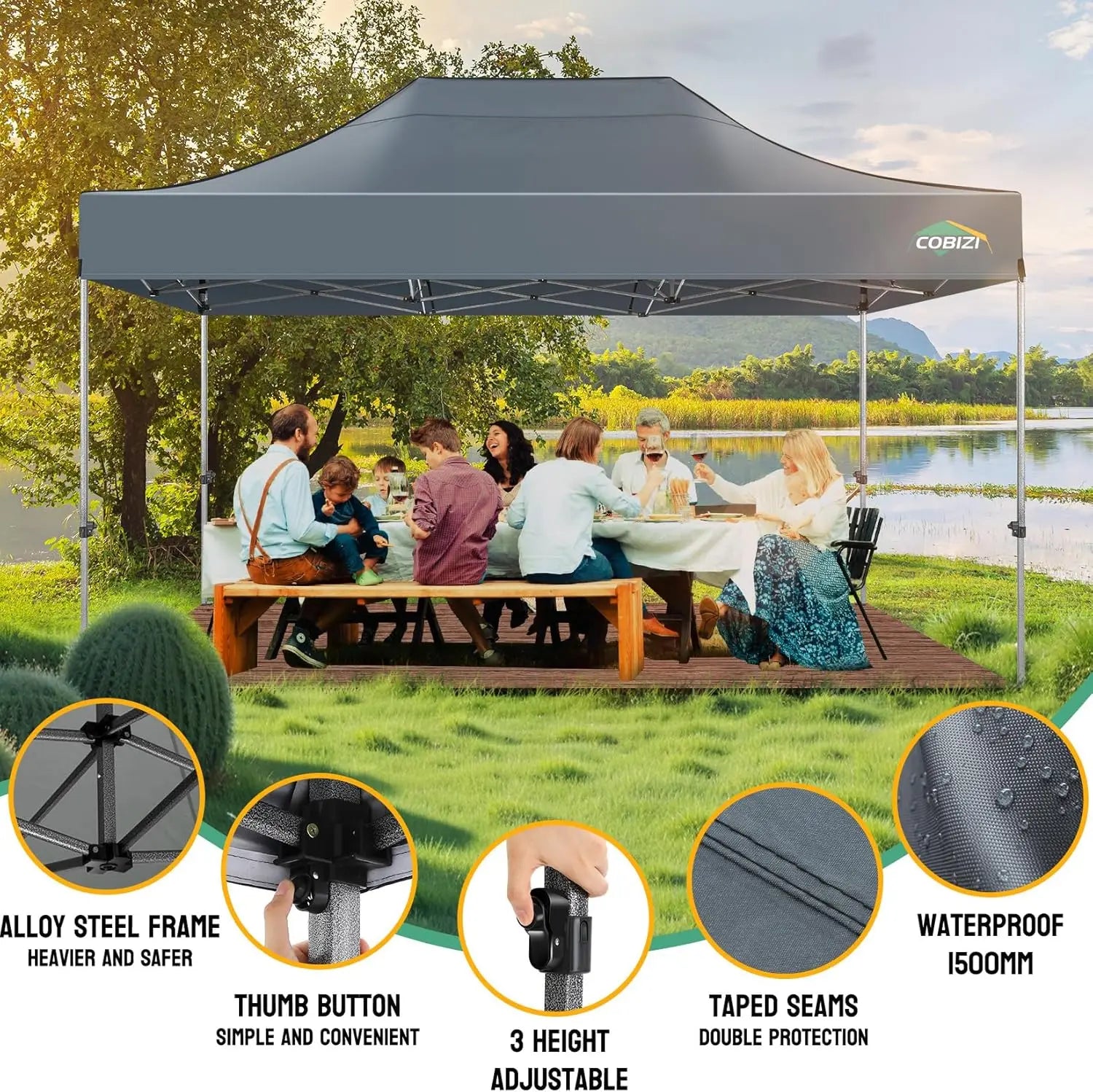 10x15 Pop up Canopy Tent Heavy Duty Gazebo with 4 Sidewalls