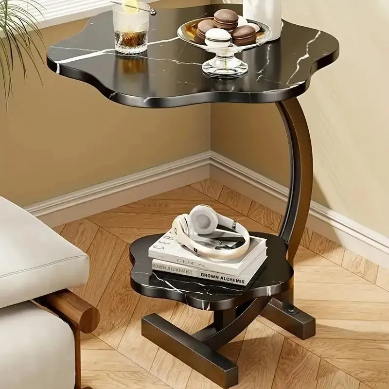 Elegant 2 Layers Flower Shape table Marble Texture