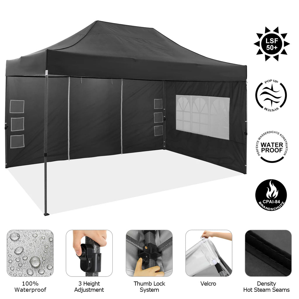 10x15 Pop up Canopy Tent Heavy Duty Gazebo with 4 Sidewalls