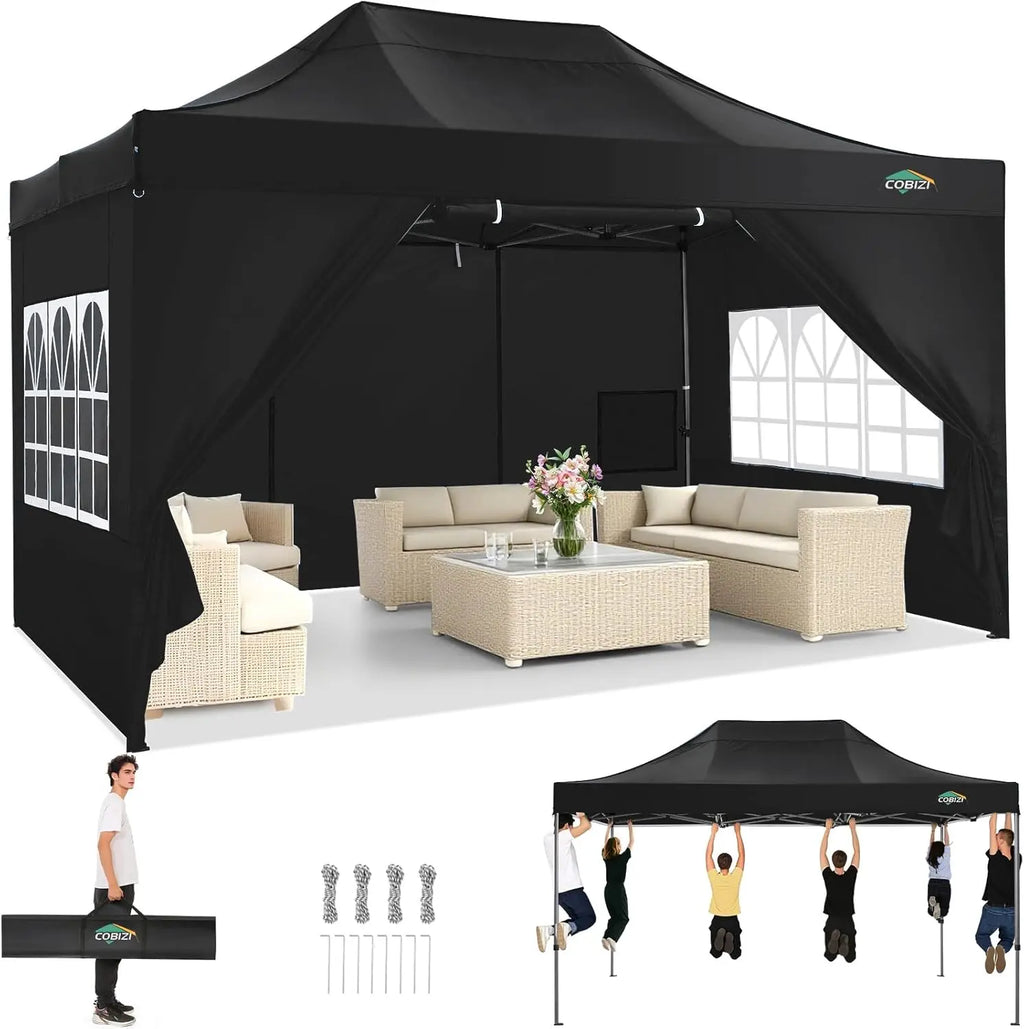 10x15 Pop up Canopy Tent Heavy Duty Gazebo with 4 Sidewalls