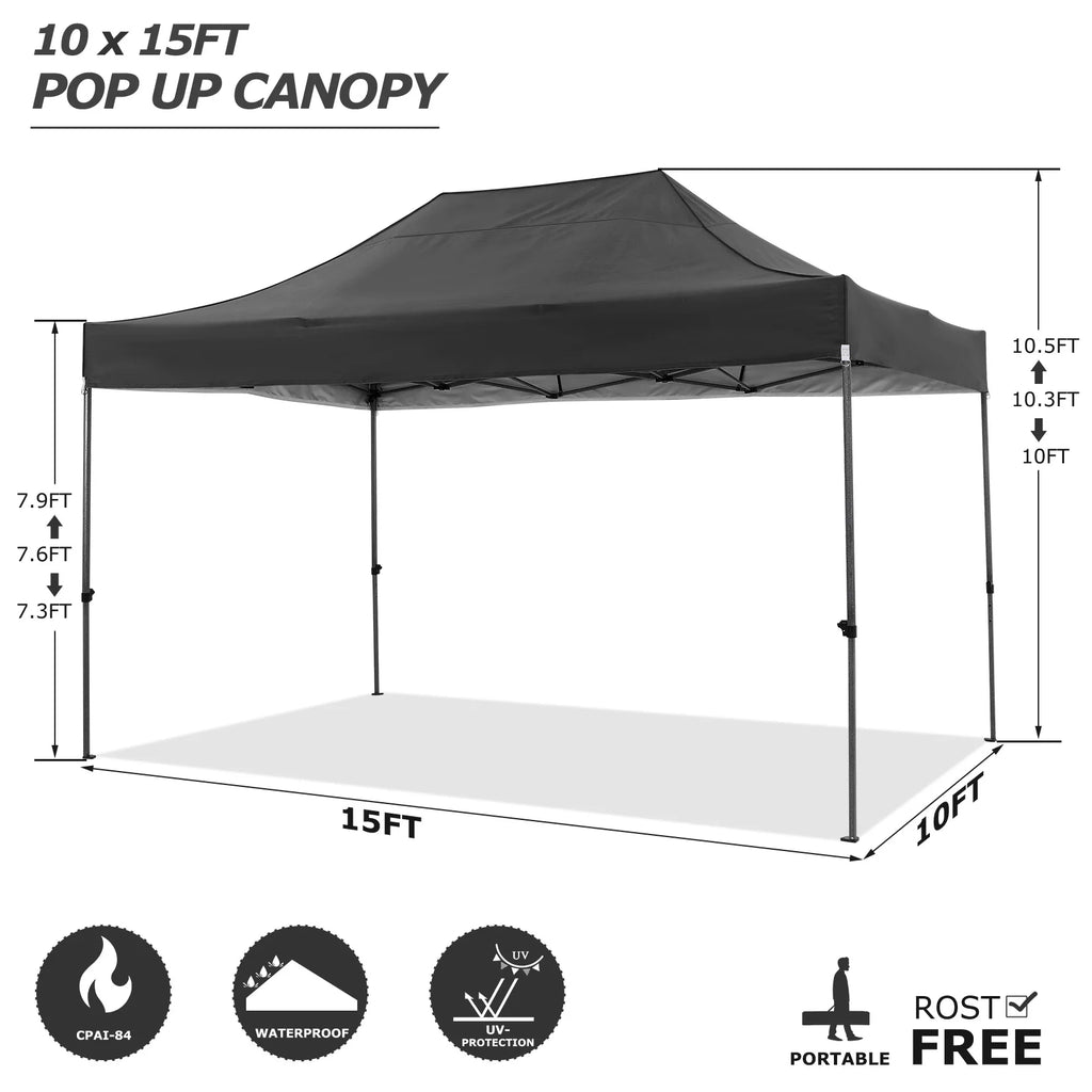 10x15 Pop up Canopy Tent Heavy Duty Gazebo with 4 Sidewalls