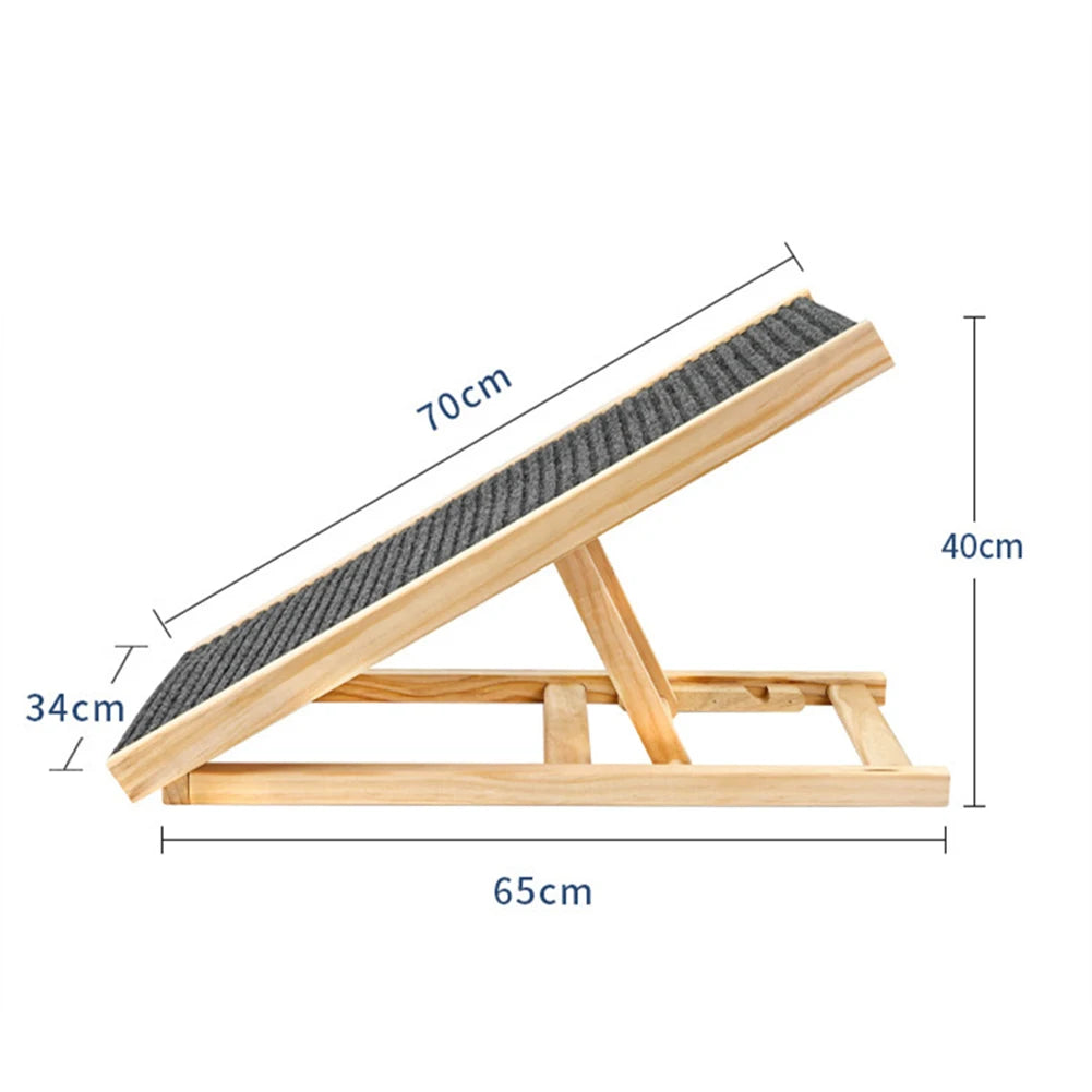 Pet Dog Ramp Ladder Natural Pine Wooden Lightweight
