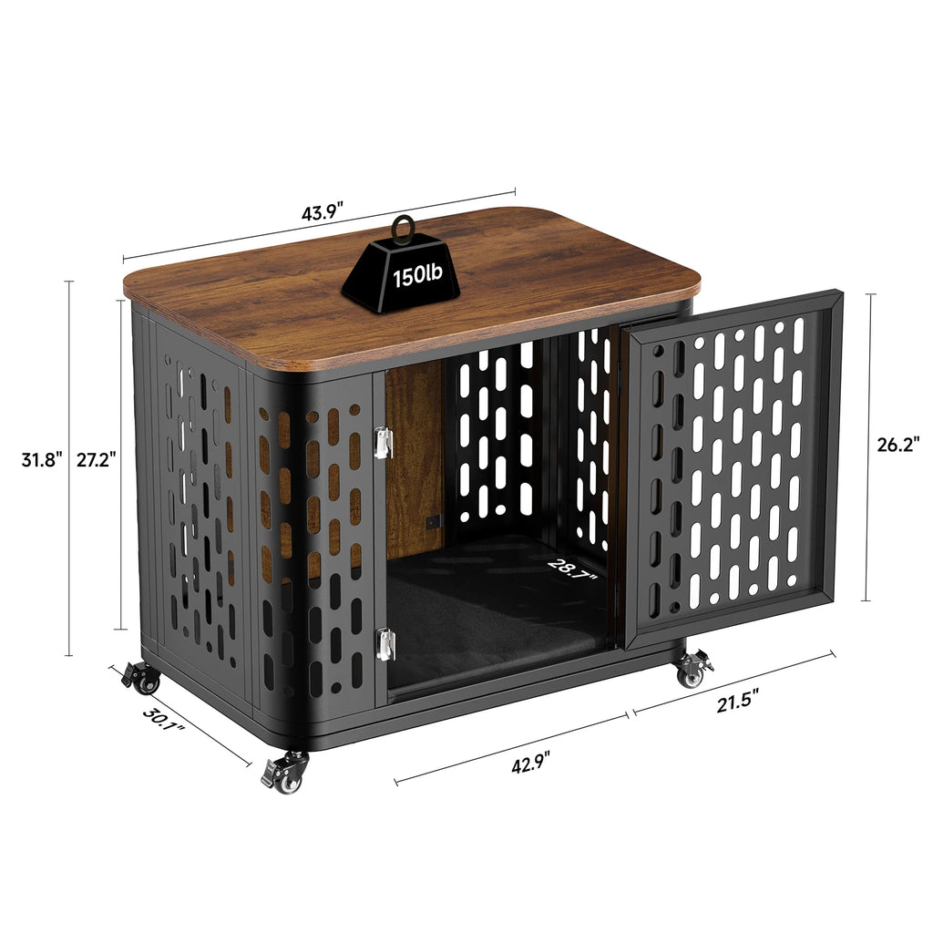 Dog Crate Pet Furniture with Cushion Wood Dog Kennel