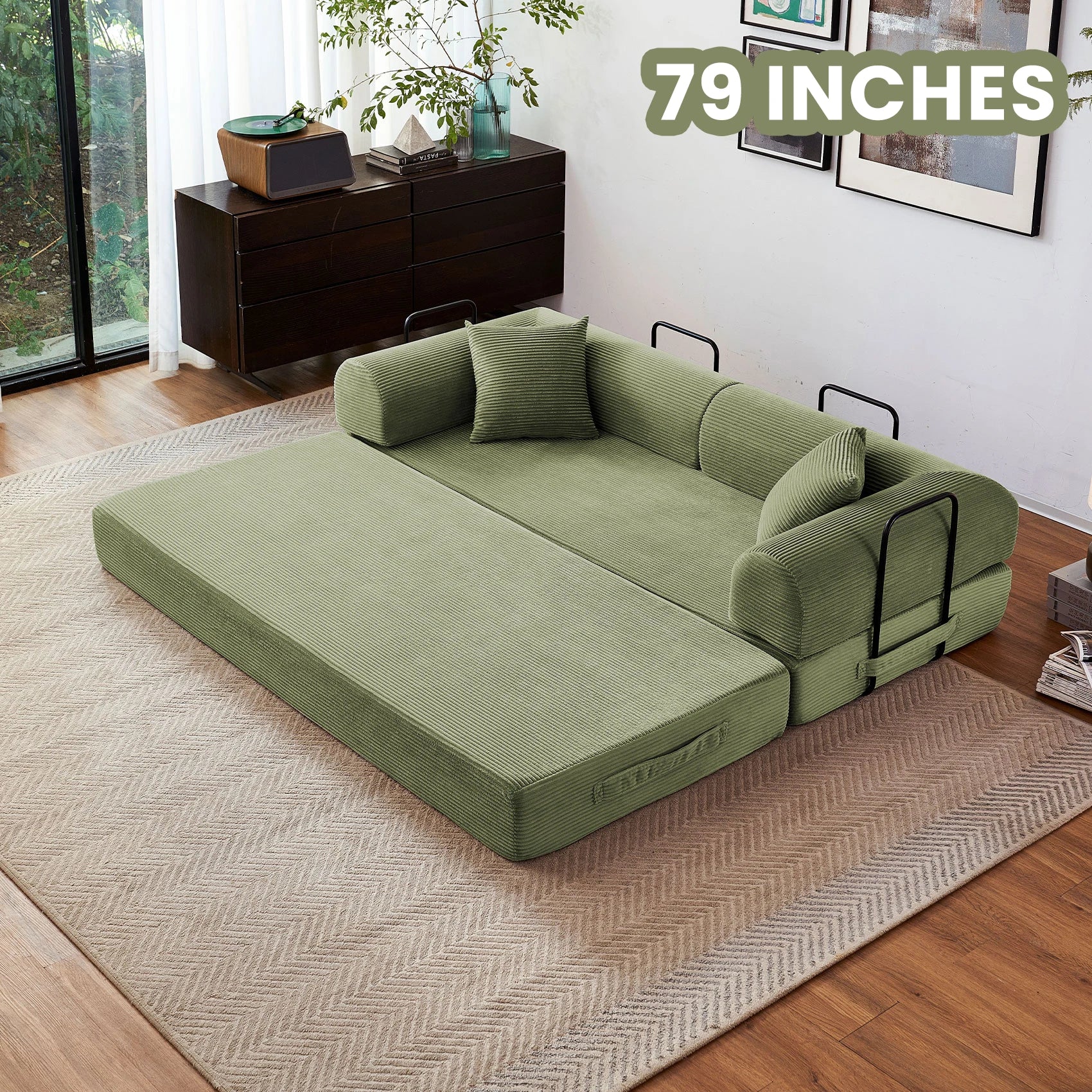 79'' Boneless Couch Foldable Convertible Futon Sleeper Sofa Bed