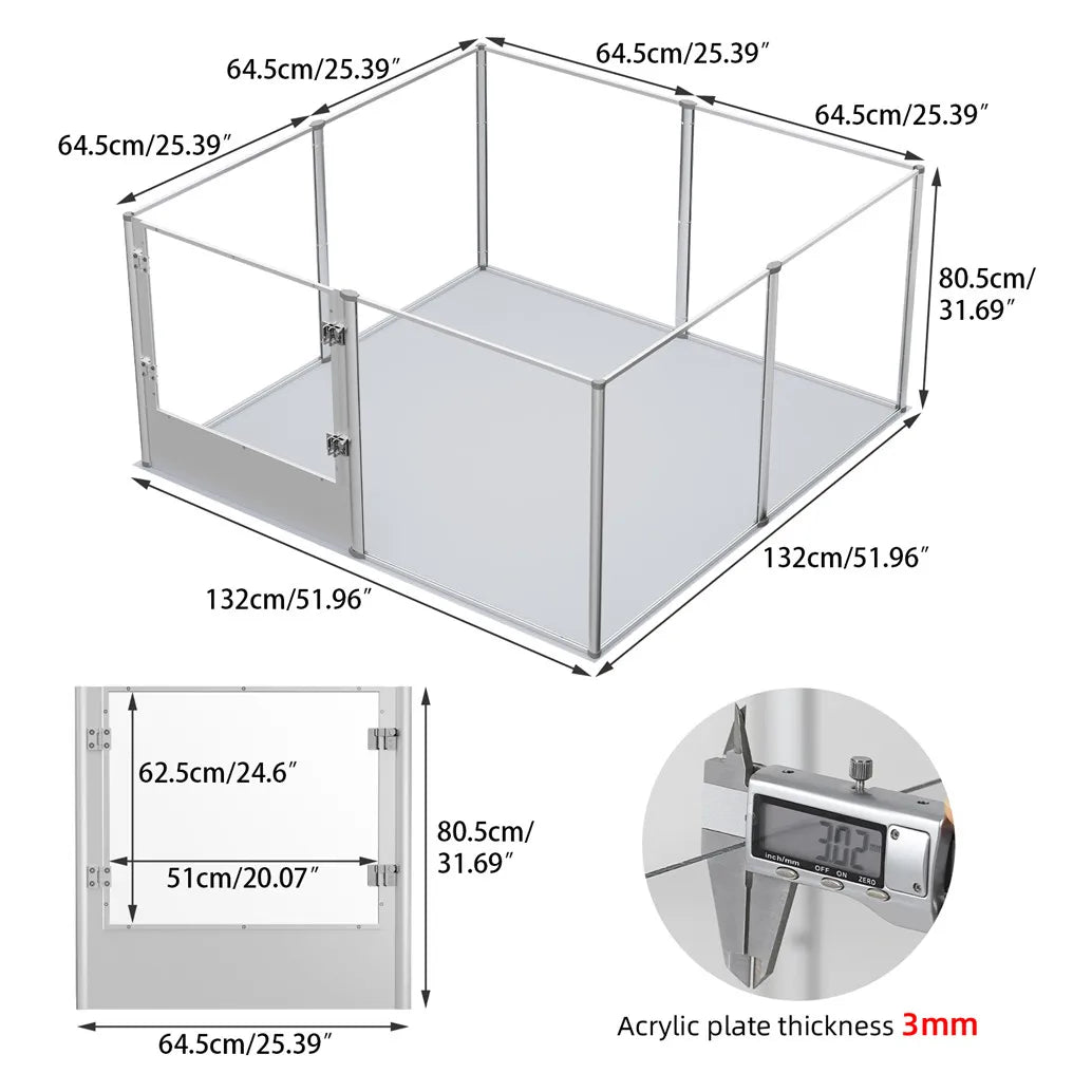 XXL Acrylic Dog Playpen Clear Exercise Enclosure