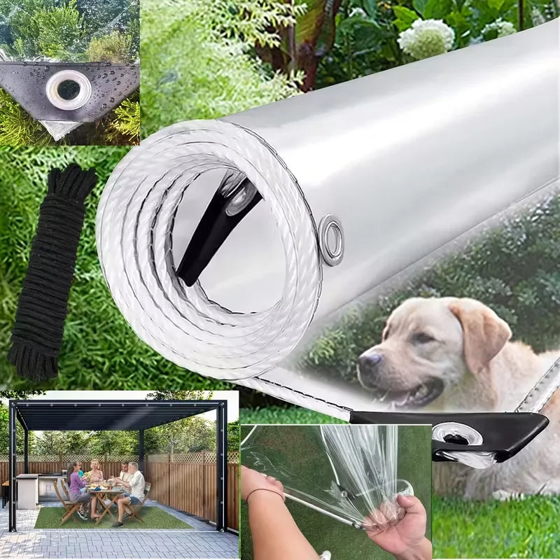 Heavy Duty Waterproof Tarp 17.8 Mil Clear Vinyl Tarp with Grommets