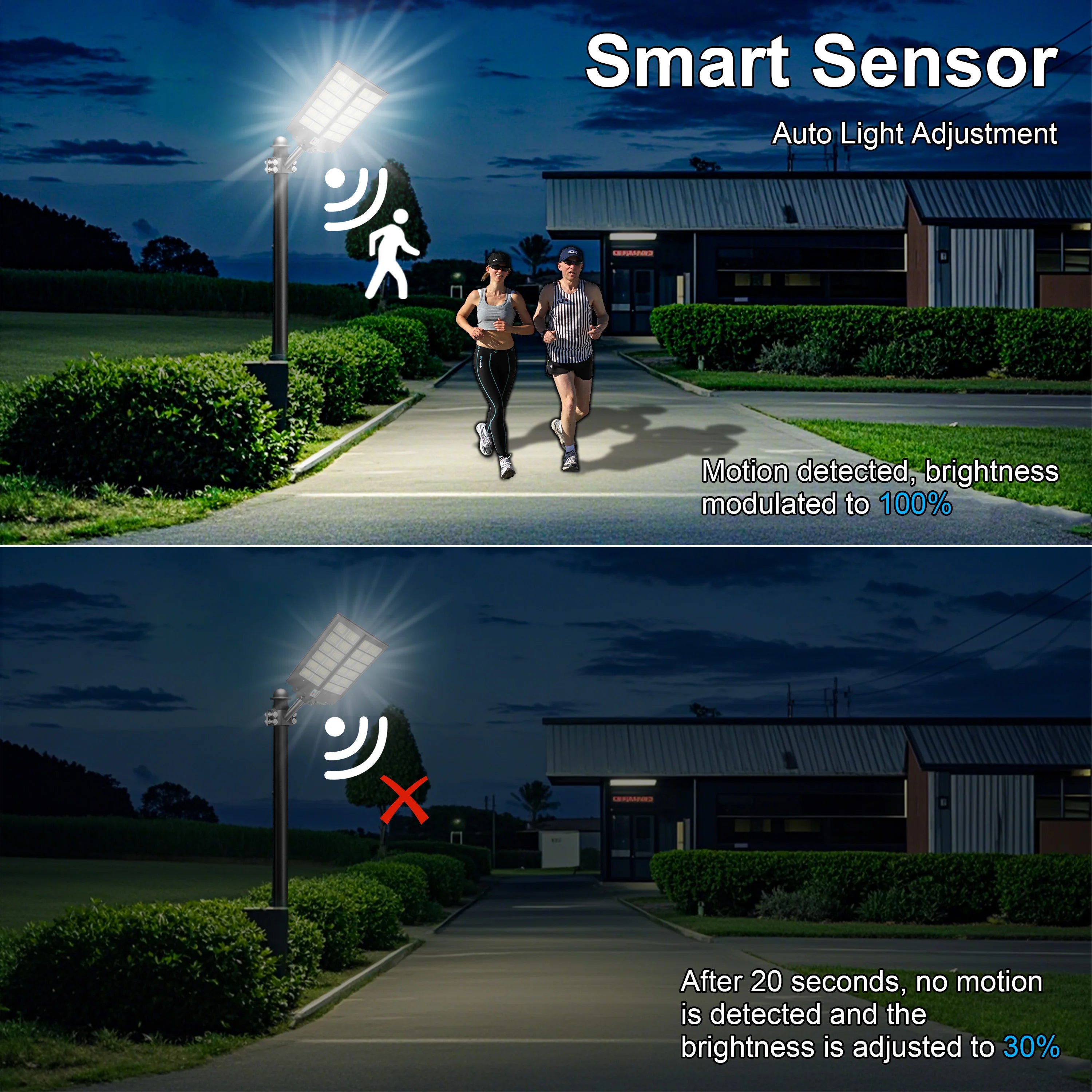 2 Pcs 6000W Outdoor solar light with motion sensor & timer