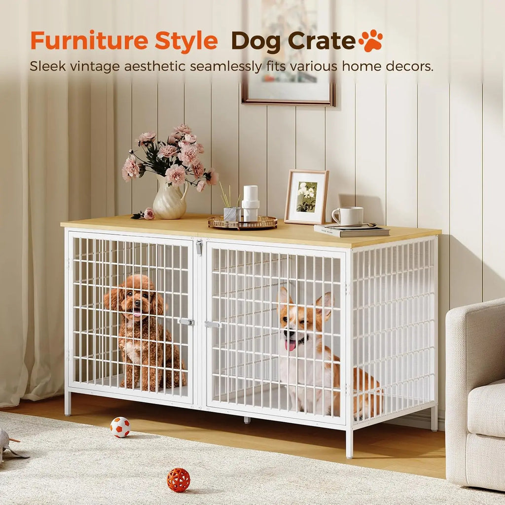 Double Dog Crate Furniture with Removable Divider