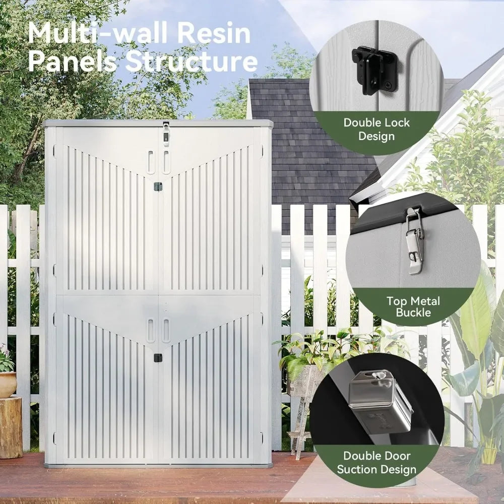 Outdoor Storage Shed, 64 Cu Ft Vertical Sheds with Floor