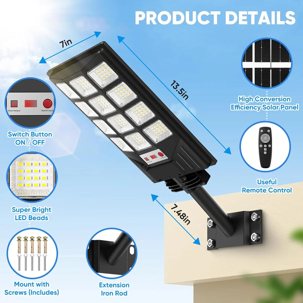 Solar Street Light Waterproof with Motion Sensor& Remote Control 2-Pack
