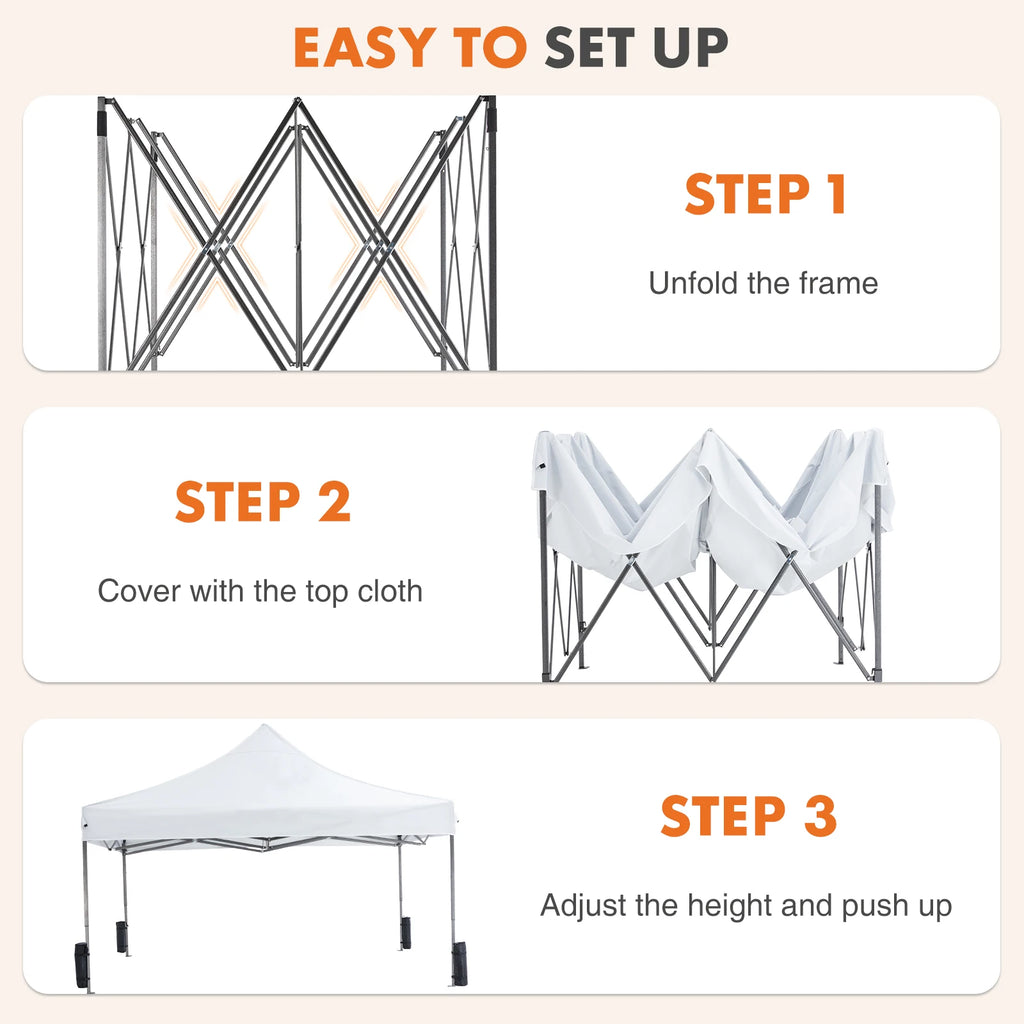 JHK 10x10ft Pop Up Outdoor Canopy Tent Easy Setup  Sun Shelter