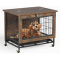 Rustic Dog Crate with Wheels 26in Heavy Duty Metal