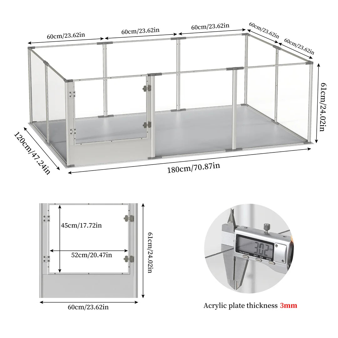 180cm Whelping Playpen Clear Acrylic Dog Exercise Fence
