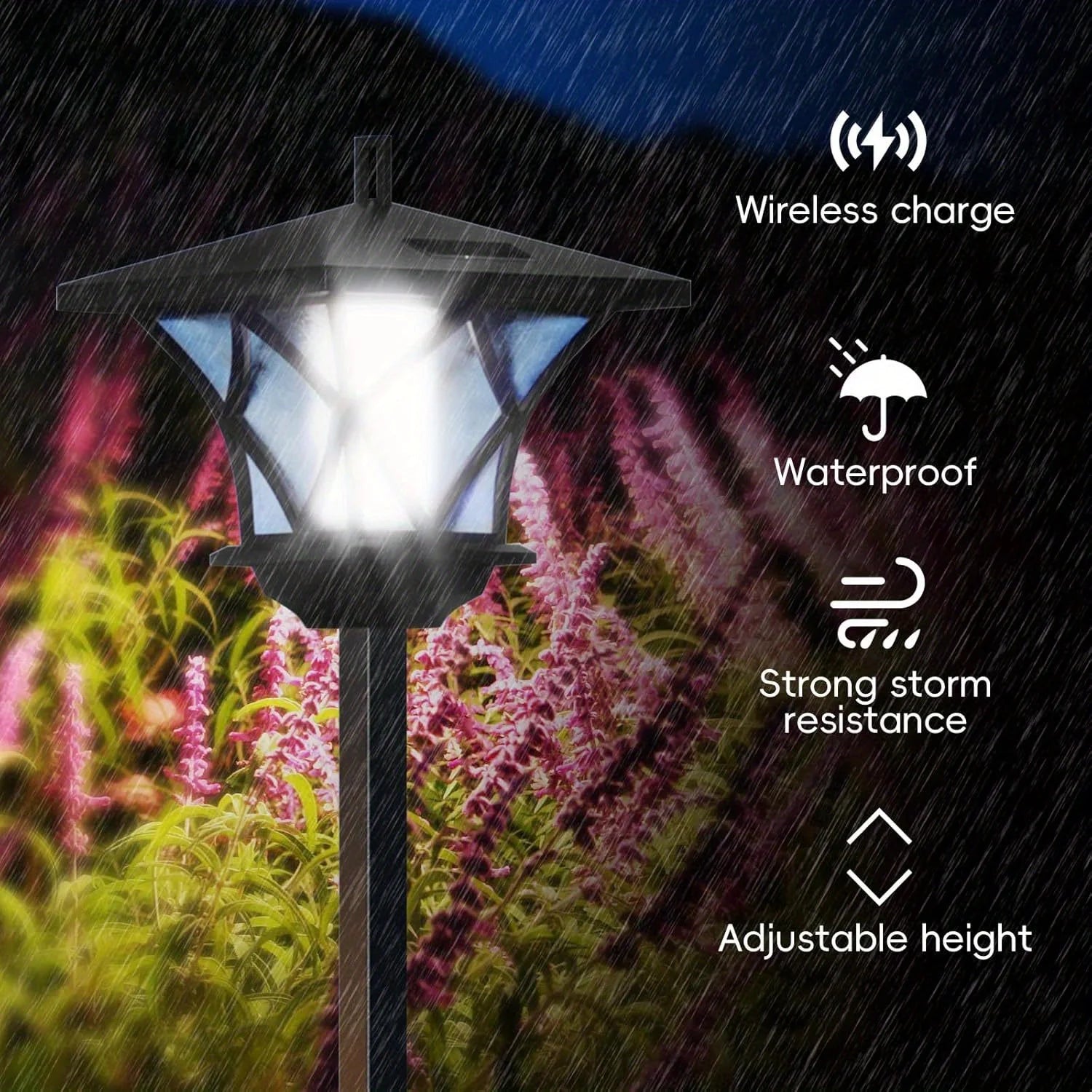 Solar Light Pole Waterproof Lamp Post Vintage Street Lights