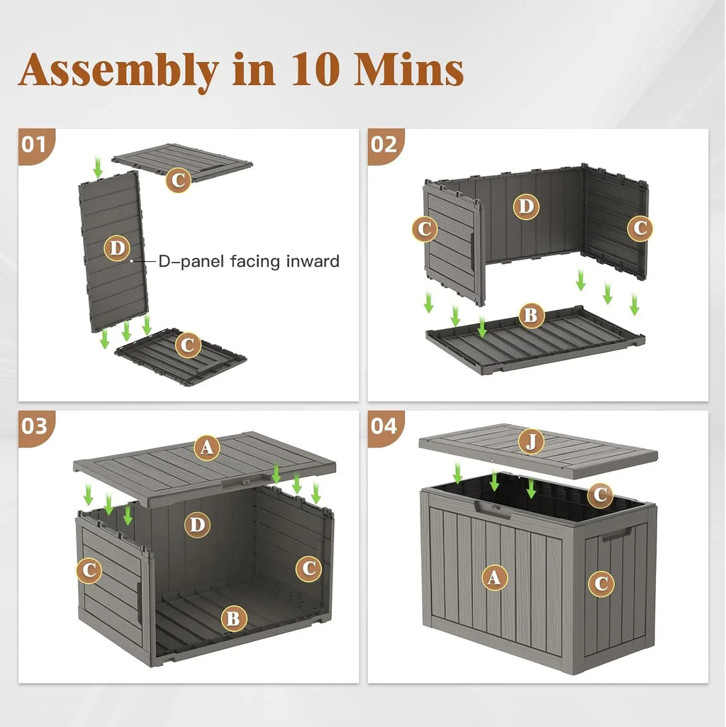 45Gal Black Deck Box Waterproof w/Lockable Lid For Patio