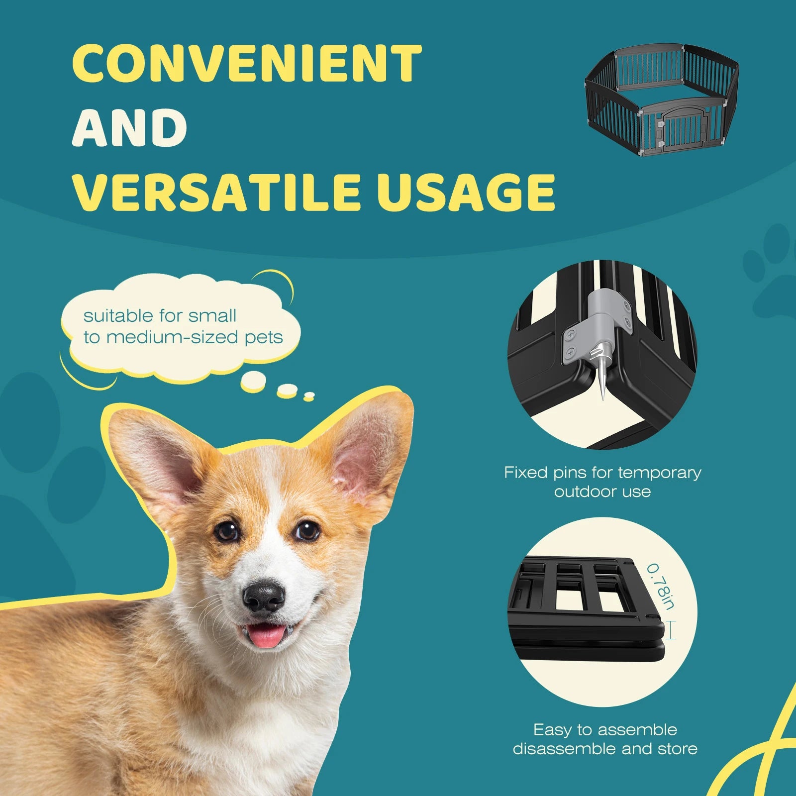 Plastic Dog Playpen 6 Panel 24IN Expandable Durable Fence