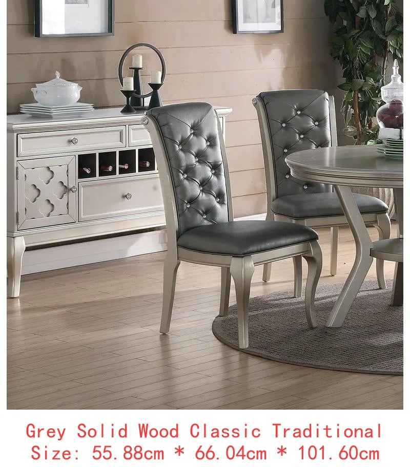 7pc Rect. Glass Dining Table Set w/ Silver Hue