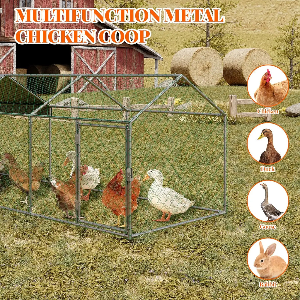 Large Metal Cage w/ 2 Doors and Waterproof Cover for Chicken