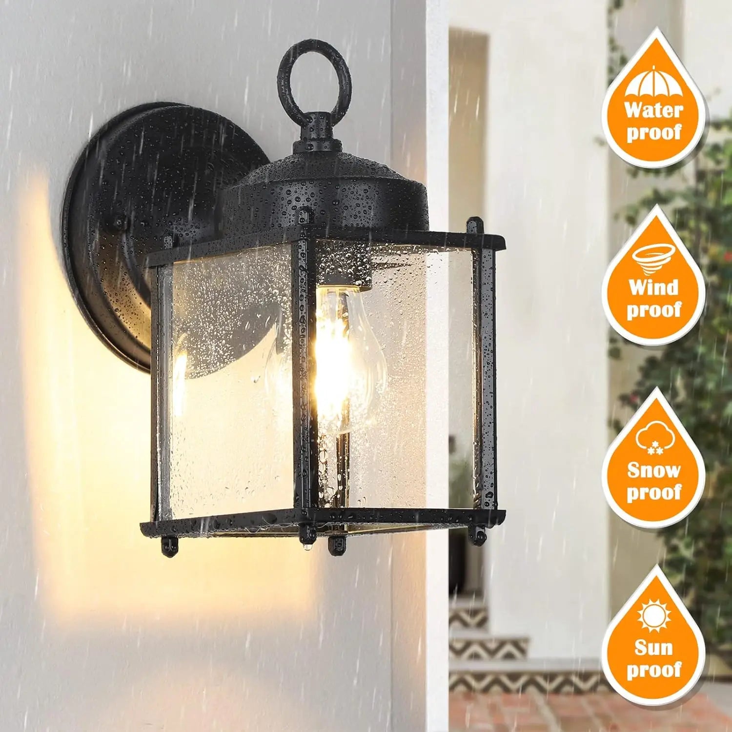 Outdoor Wall Lantern Waterproof Wall Sconce Light Fixtures Black