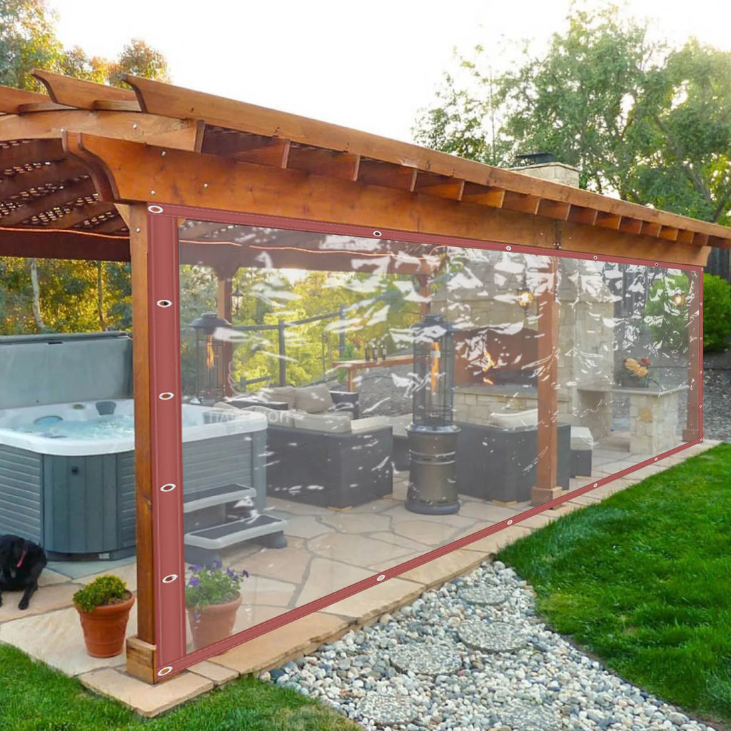 Brown Rainproof Clear Awning Canopy Deck Cover