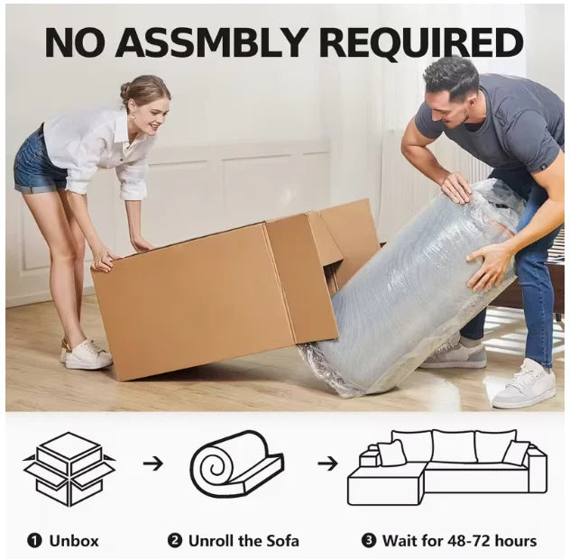 109" Modern Cloud L-Shaped 3-Seater Oversized Deep Seat Sofa