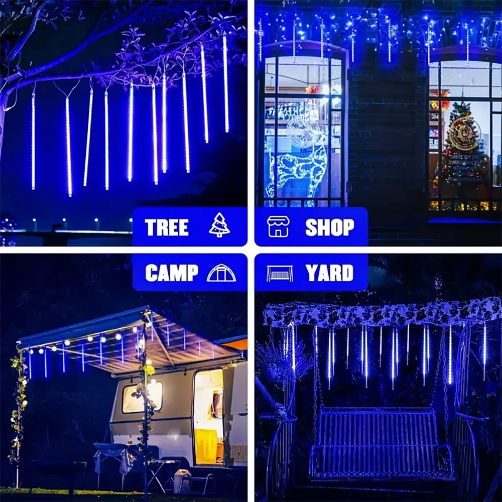 Christmas Lights Outdoor Solar Meteor Shower Lights 8 Tubes
