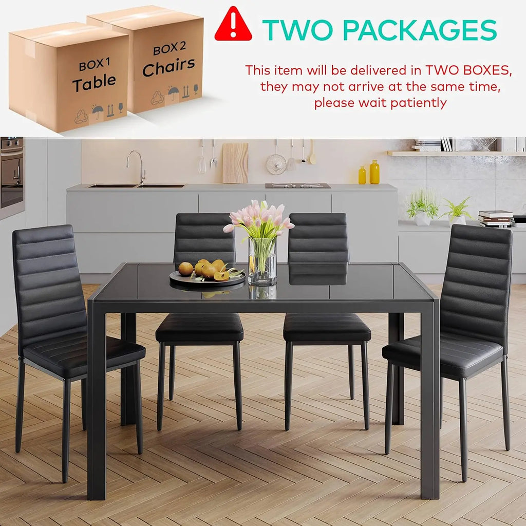 5 Piece Glass Dining Table & Chair Set