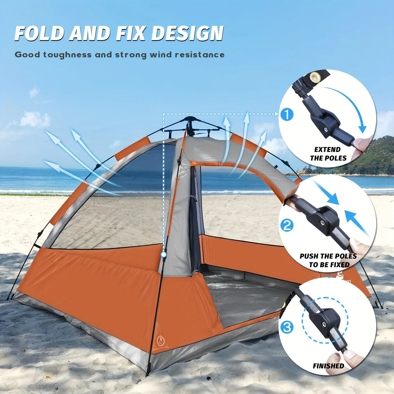 4 Persons Pop Up Camping Tent Instant Easy Set Up