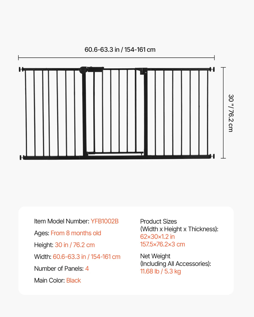 Baby Gate 28/30/36 Inches High Baby Gate