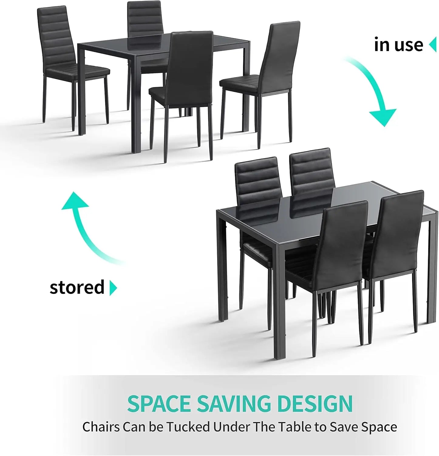 5 Piece Glass Dining Table & Chair Set