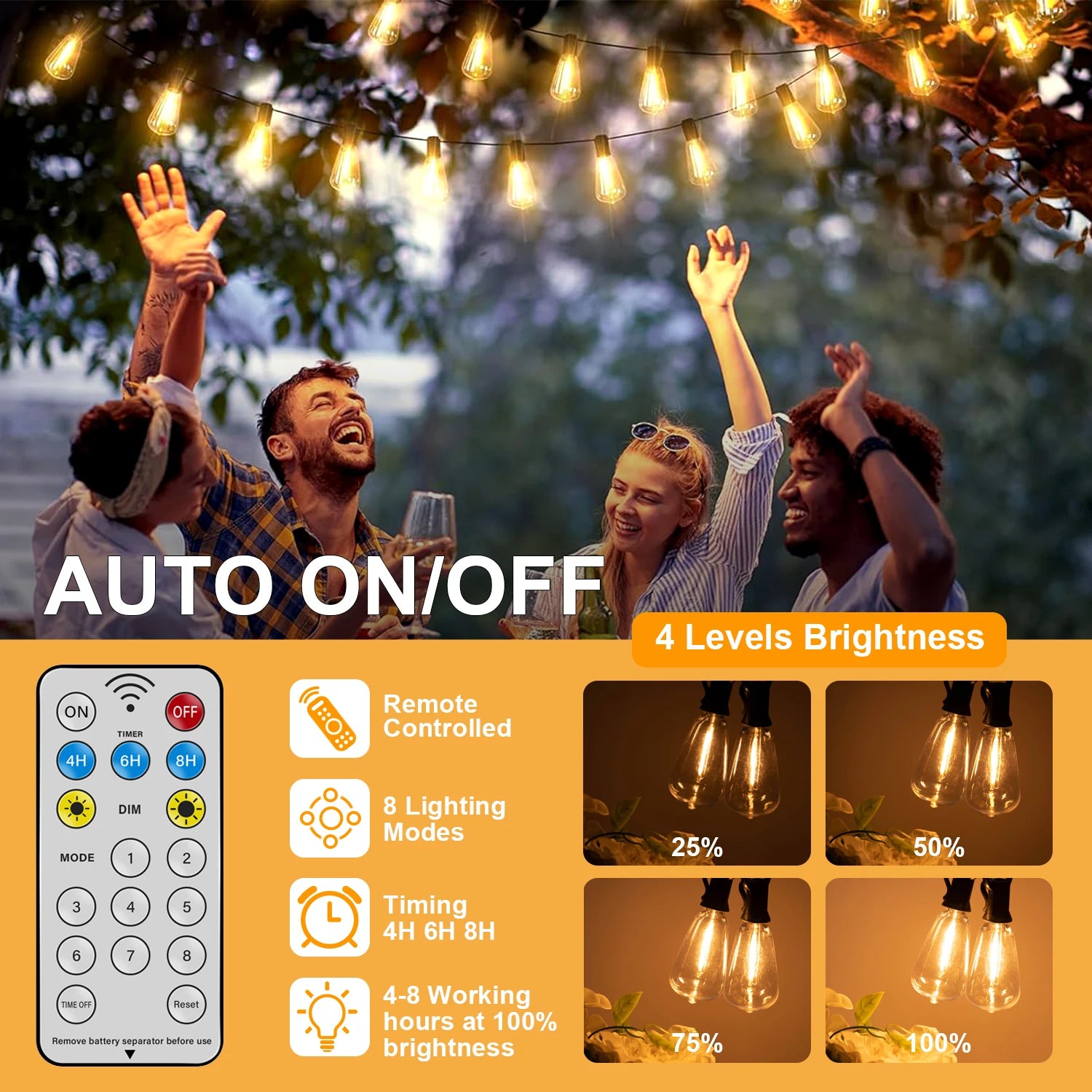 Solar Globe LED String Lights With Remote Control G40