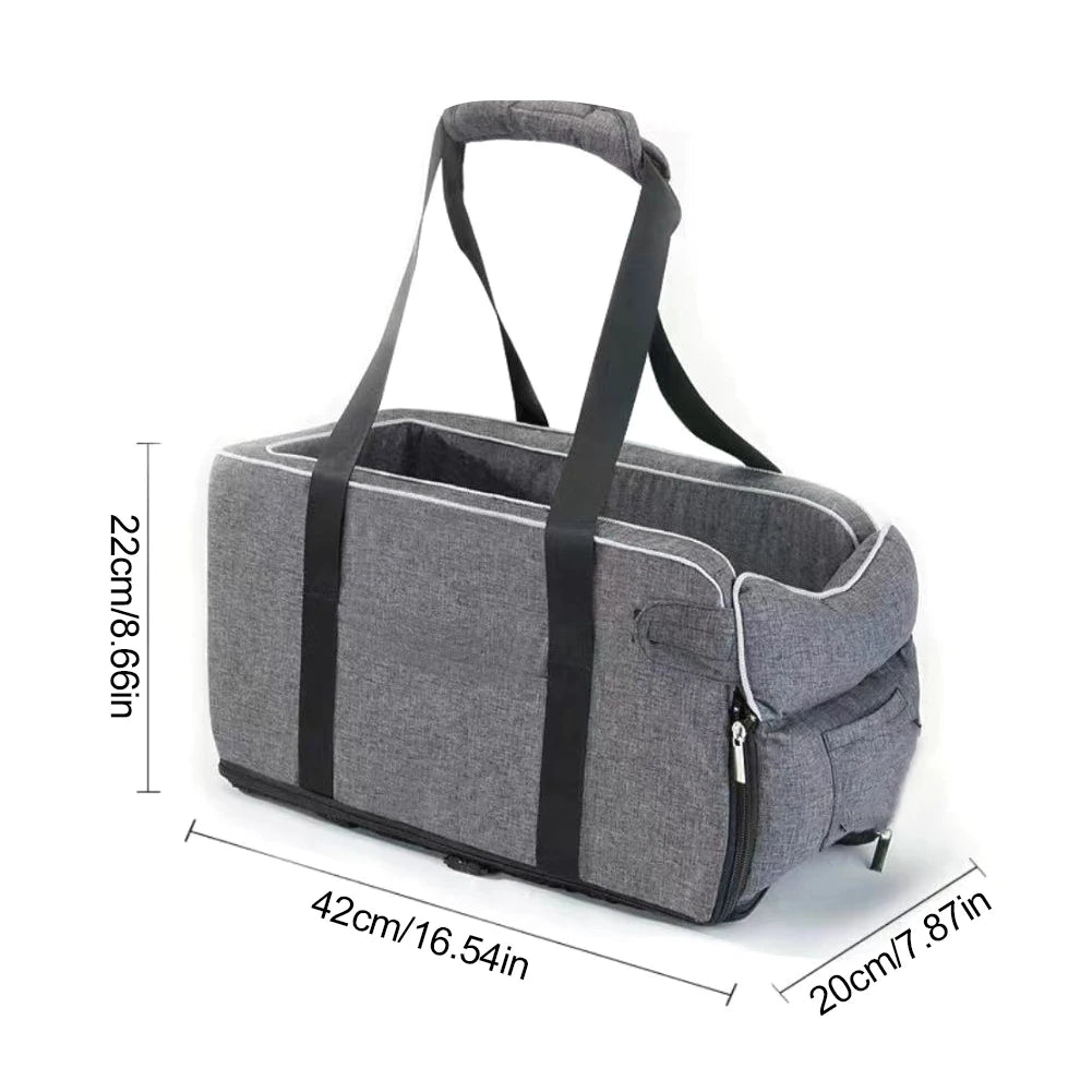 Multipurpose Center Console Dog Car Seat with Shoulder Straps