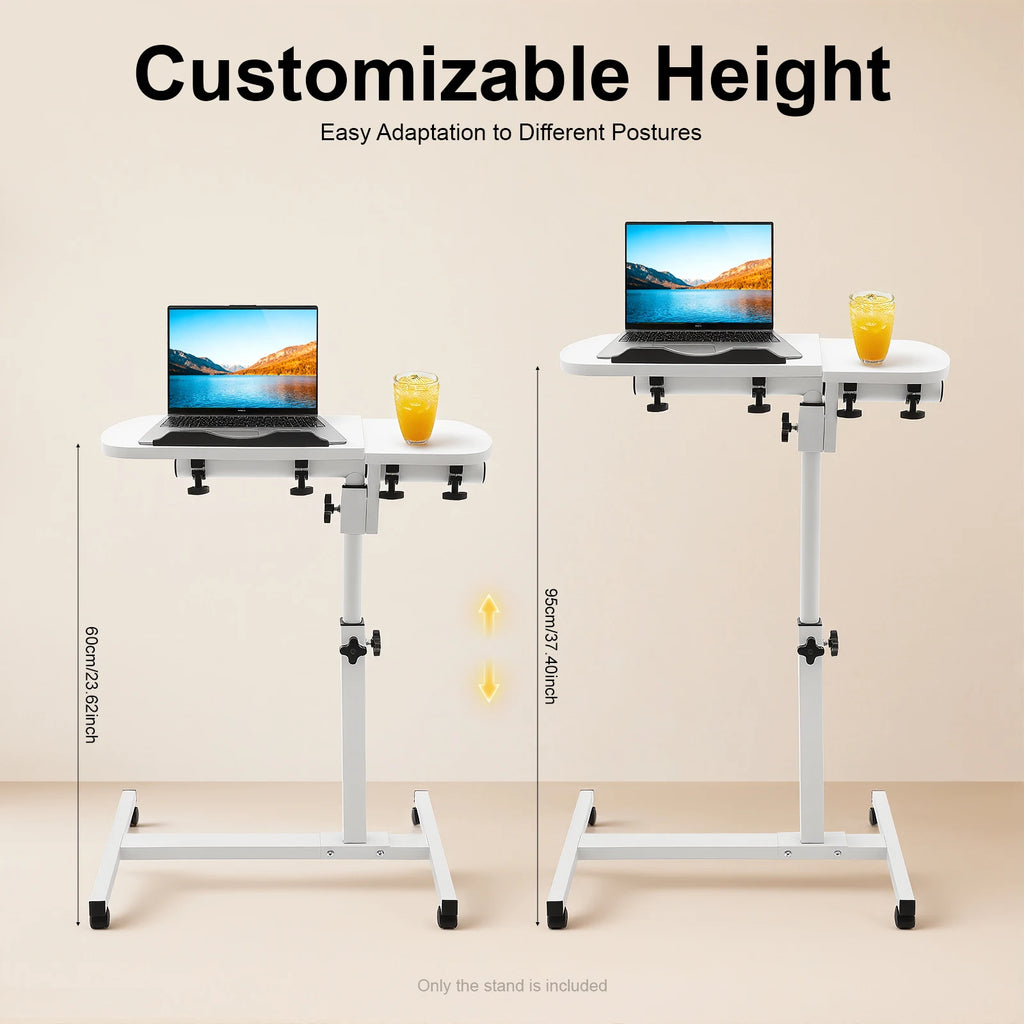 360° Adjustable Laptop Desk Stand Tilting Overbed Table with Wheels