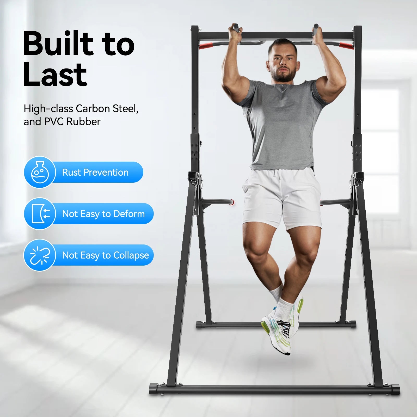 Adjustable Pull Up Bar, 200kg Load Foldable Home Gym