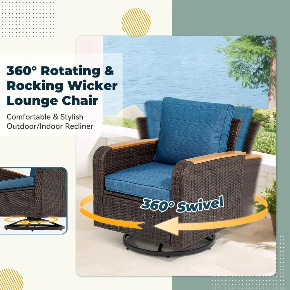 6 Pieces Outdoor Patio Set  with Swivel Chairs