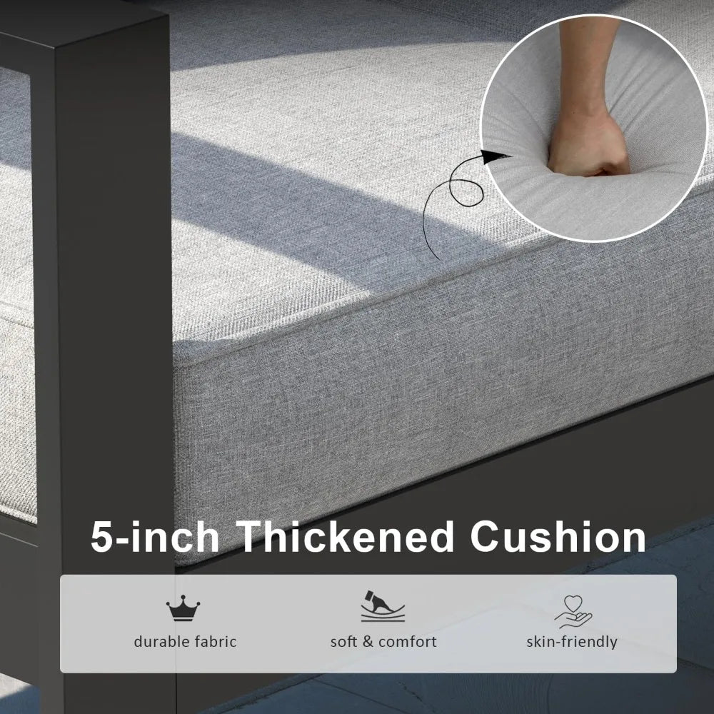 5 Piece Patio Outdoor Furniture Set With Metal Arm Chairs