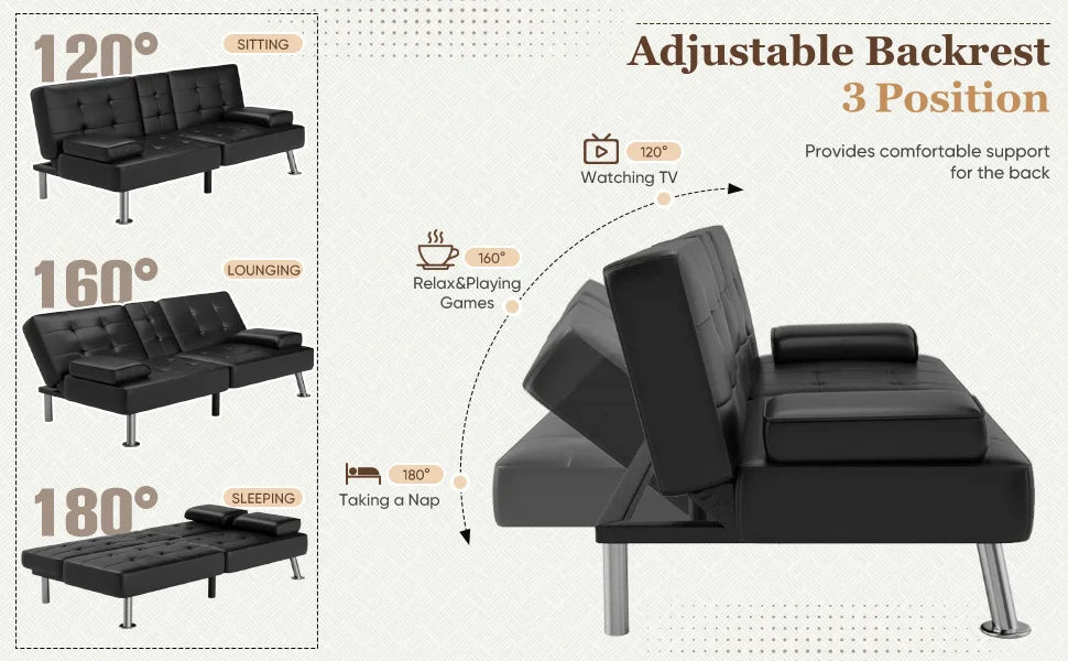 Convertible Folding Futon Sofa Bed Sleeper Couch