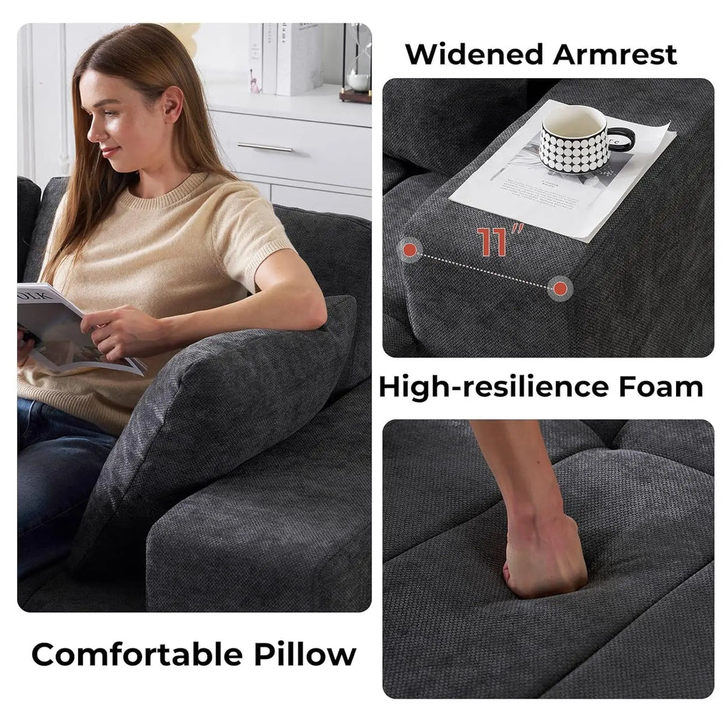 Cloud Modular L-Shape Sectional Sofa Chenille Upholstered