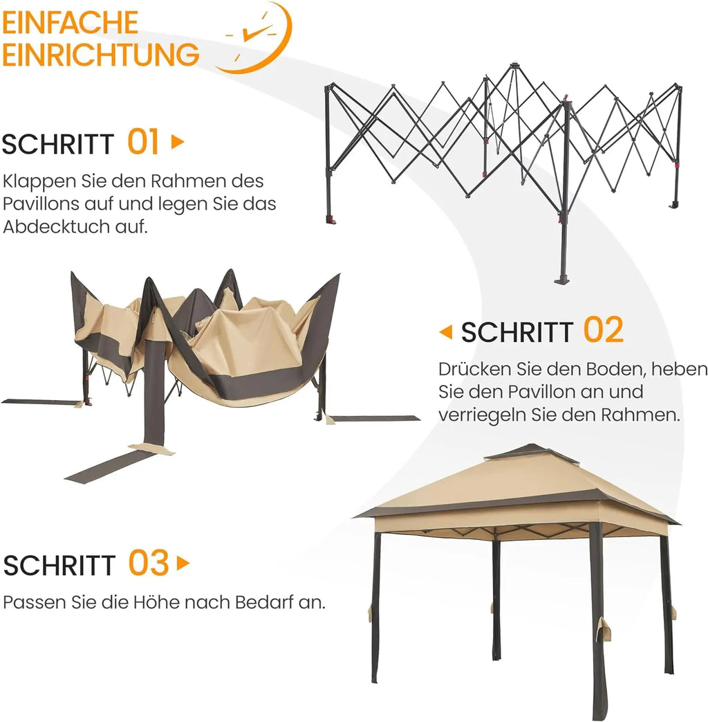 Outdoor Gazebo Canopy with 4 Detachable Mosquito Nets and Rainproof