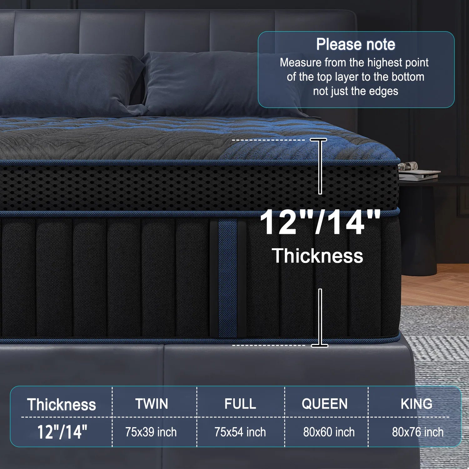 12"Gel Memory Foam Hybrid Pocket Spring Mattress