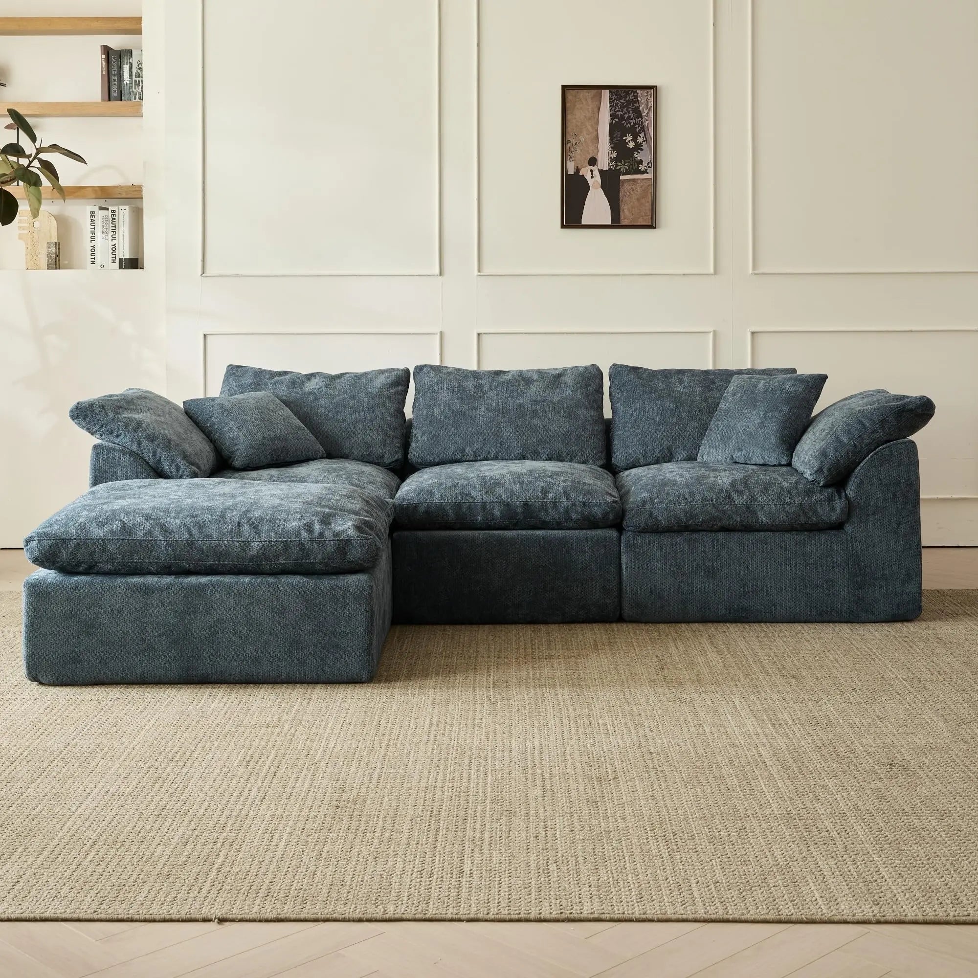 109" Modern Cloud L-Shaped 3-Seater Oversized Deep Seat Sofa