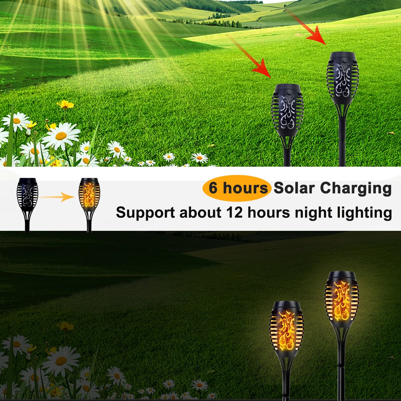 Solar Lights Outdoor LED 4/6/8/12Pcs Solar Torch Lights