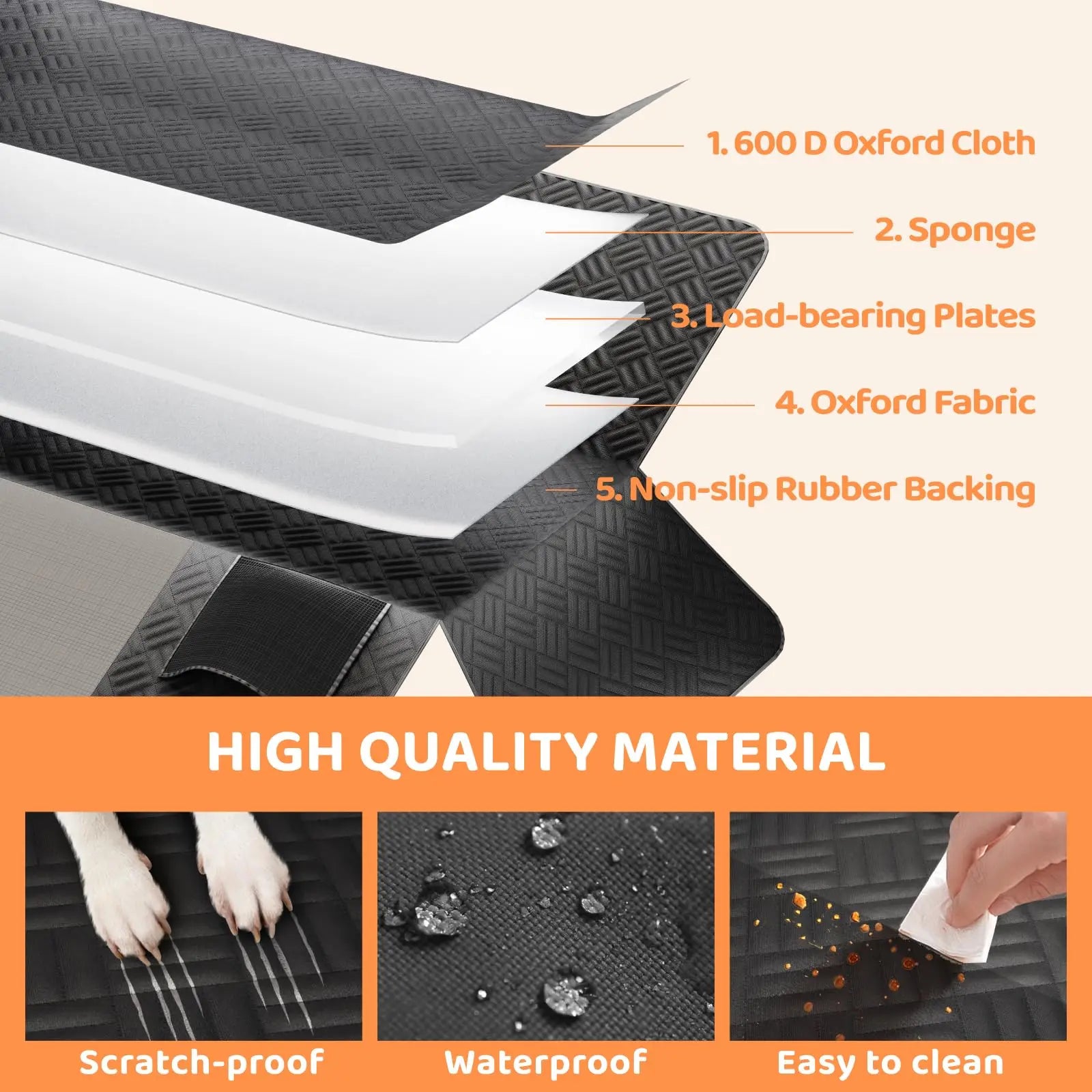 Car Rear Seat Dog Seat Cover, Hard Bottom Rear Seat Extender
