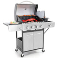 4-Burner Propane Gas BBQ Grill with Side Burner 42,000 BTU