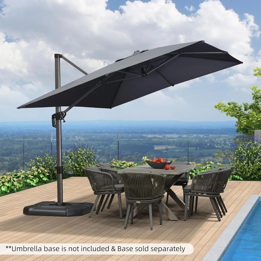 9' X 11.5' Patio Umbrella Outdoor Cantilever Rectangle Aluminum Offset
