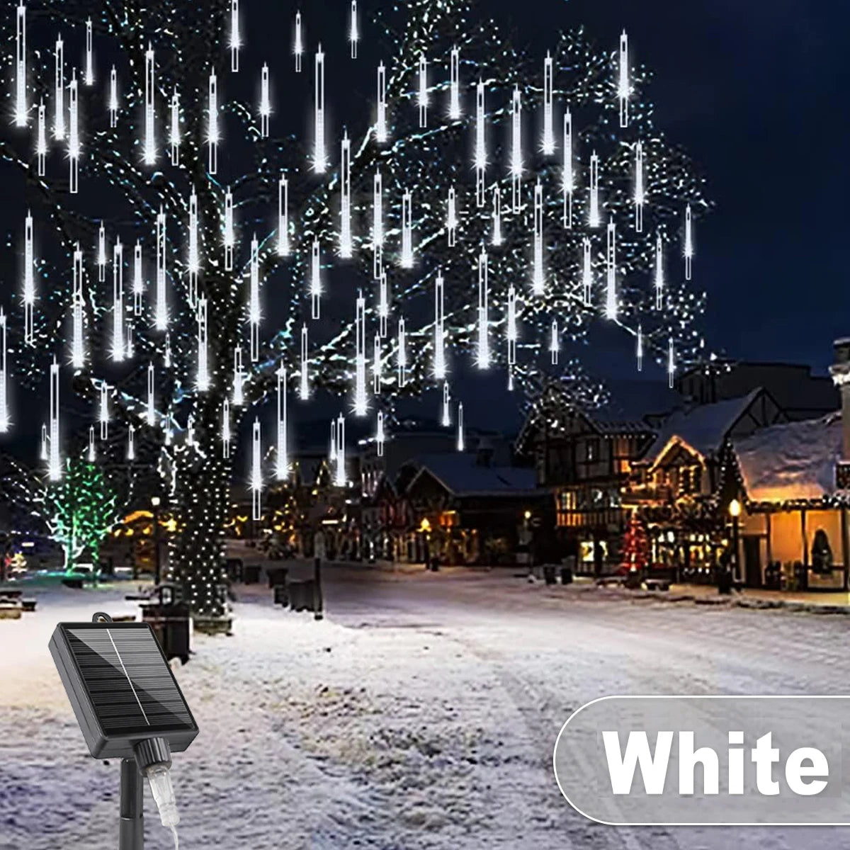 Christmas Lights Outdoor Solar Meteor Shower Lights 8 Tubes